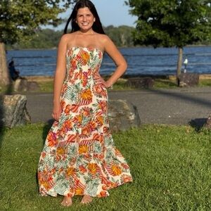 Anthropologie Able The Label Strapless Maxi Fruit Dress Size Medium